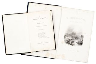 Lote de 3 libros. Consta de:  Roscoe, Thomas. The Tourist in Italy, Jules Janin, M. La Normandie y Reproducci—n facsimilar de 1751.