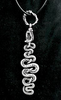 Rare Large Viking Silver Snake Pendant - 57.1 grams