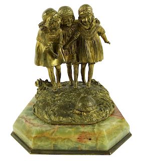 D.H. Chiparus Three Girls Deco Bronze Sculpture