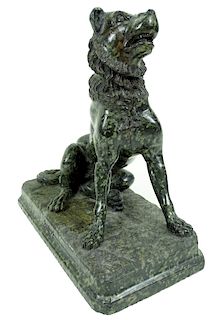 After Antoine-Louis Barye Granite Dog Sculpture