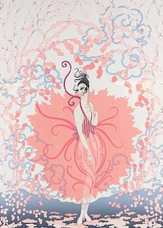 Erte Pink Lady Limited Edition Framed Serigraph