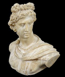 Antique 19th C. Italian School Marble Apollo Bust