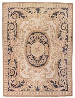 An Aubusson Style Wool Rug, 7 feet 11 inches x 9 feet 11 inches.