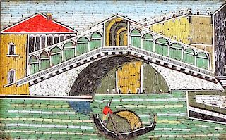 Framed Italian Micro Mosaic of Venice Canal Scene