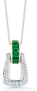18K Gold 0.51ct. Emerald and Diamond Pendant