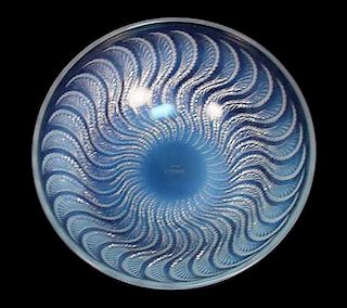 Rene Lalique Opalescent Art Glass Swirl Bowl