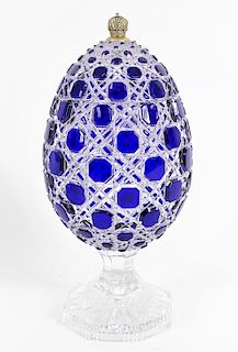 Massive Imperial Faberge Russian Cut Crystal Egg