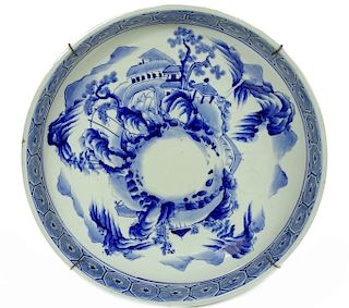 Kangxi Blue & White Porcelain Village Center Bowl