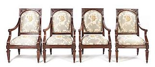 A Set of Four Louis XVI Provincial Style Fauteuils, Height 40 inches.