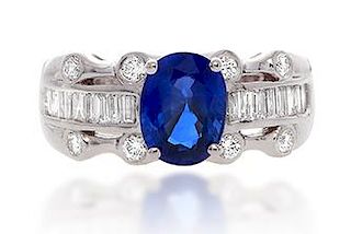 18K Gold 2.01ct. Sapphire and Diamond Ring