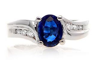 18K Gold 1.52ct Sapphire and Diamond Ring