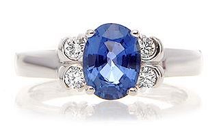 18K Gold 1.2ct. Sapphire and Diamond Ring