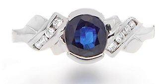 18K Gold 1.0ct Sapphire and Diamond Ring