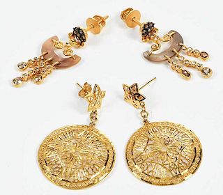 Two Pairs 18kt. Gold Earrings