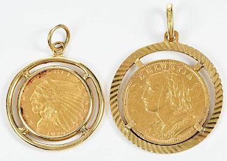 Two Gold Coin Pendants