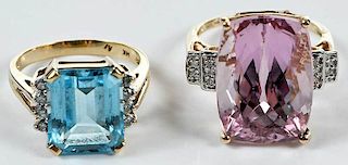 Two 14kt. Gemstone & Diamond Rings