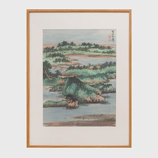 Xie Zhi Liu (1910-1997):  Landscape with Mountains