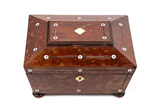 An English Mother-of-Pearl Inlaid Mahogany Box 