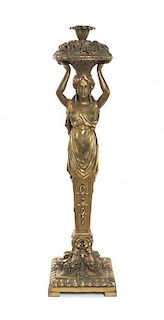 A Continental Giltwood Figural Lamp, Height of figure 25 inches.