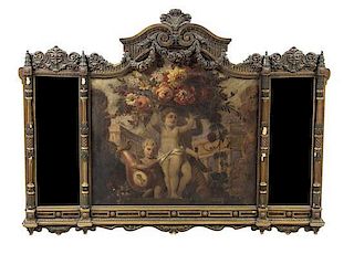 A Louis XVI Style Trumeau Mirror, Height 58 x width 62 3/4 inches.