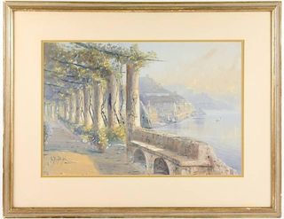 Giovanni Battista Watercolor of the Amalfi Coast