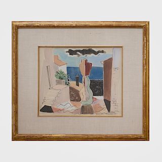 Edmund Daniel Kinzinger (1888-1963): Cubist Street Scene, St. Tropez
