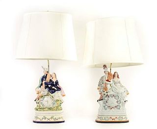 Pair of Staffordshire Scottish Figural Lamps