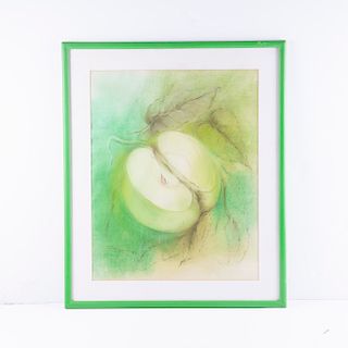 María Teresa Cuellar "Teyé" (Colombia, 1935 -) Manzana verde. Pastel sobre papel. Firmado y fechado 97. Enmarcado.