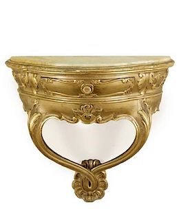 Marble Top Giltwood Console Table, 20th C.