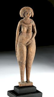 Rare Egyptian Wooden Female Concubine Statue