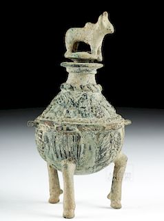 Bactrian / BMAC Bronze Lidded Kohl Jar with Bull