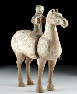Chinese Han Dynasty Pottery Horse and Rider w/ TL