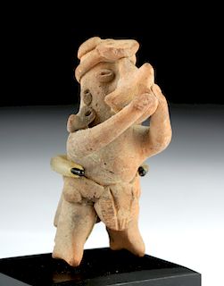 Colima Pottery Whistle Figure - Standing Conch Blower