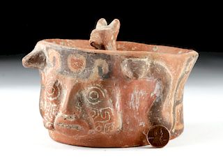 Bolivian Pottery Bowl with Face and Llama