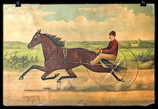 Scott Leighton Lithograph of Horse Racer - 1885