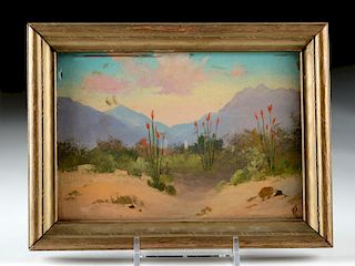 Signed Willard Page Painting  "Ocotillo Cactus" 1930s