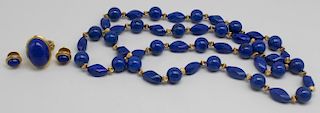 JEWELRY. 18kt Gold and Lapis Lazulis Jewelry Suite