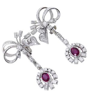 Estate PT 5.00 CT Diamond Burma Ruby Earrings AGL Cert