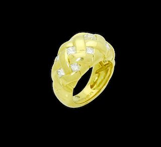18k Gold & Apx. 2.25 Carats TCW Diamond Braided Ring