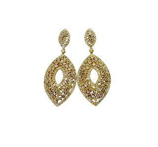 18k 12.14 TCW Natural Color Diamond Drop Earrings