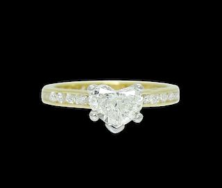 18k Gold & 1.75 TCW Diamond Engagement Ring with Heart