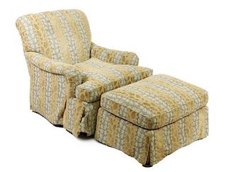 Custom Upholstered Armchair w/ Ottoman