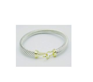 David Yurman 925  5mm Cable Buckle Bracelet & 14k gold