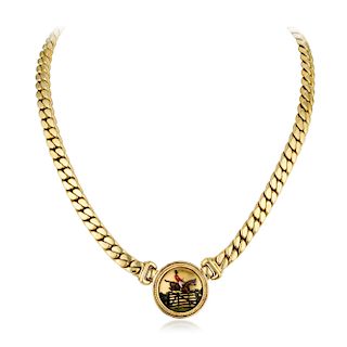 A 14K Gold Essex Crystal Horse Race Necklace, Italian
