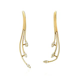 A Pair of 14K Gold Diamond Earrings
