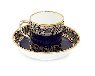 A Sevres Porcelain Cup and Saucer, Diameter of saucer 6 inches.