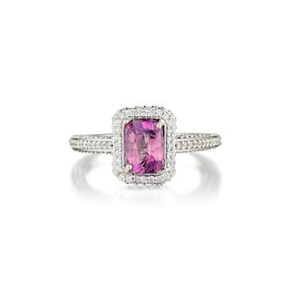 A 14K Gold 1.62-Carat Unheated Pink Sapphire and Diamond Ring