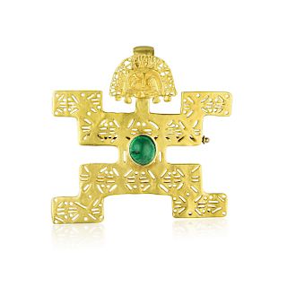 An 18K Emerald Pendant/Brooch