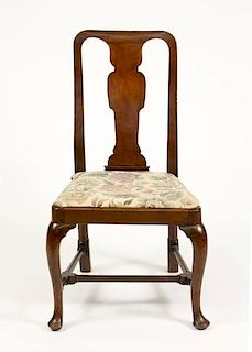 18th C. English Queen Anne Style Walnut Side Chair