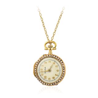 Antique Pearl and Gold Watch and Chain